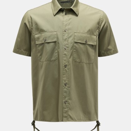 Helmut Lang - Herren - Kurzarmhemd schmaler Kragen oliv Helmut Lang - Herren - Kurzarmhemd schmaler Kragen oliv