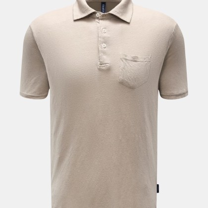 04651/ A trip in a bag - Herren - Leinen-Poloshirt beige 04651/ A trip in a bag - Herren - Leinen-Poloshirt beige
