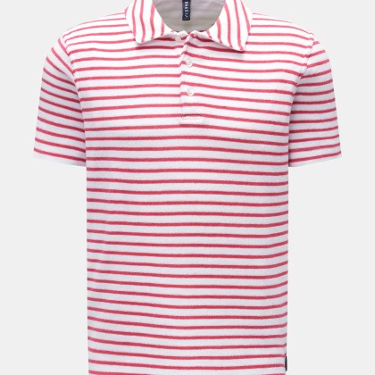 04651/ A trip in a bag - Herren - Frottee-Poloshirt %27Terry Stripe Polo%27 magenta/weiß gestreift 04651/ A trip in a bag - Herren - Frottee-Poloshirt %27Terry Stripe Polo%27 magenta/weiß gestreift