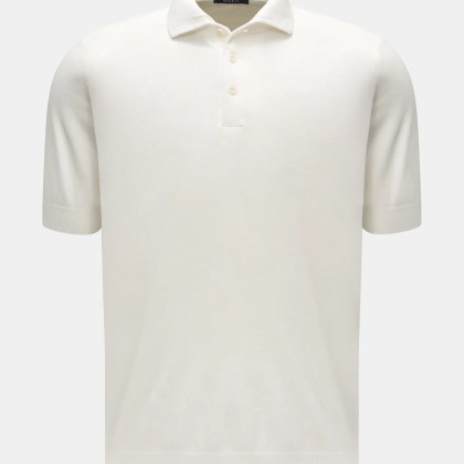 04651/ A trip in a bag - Herren - Kurzarm-Strickpolo %27Foggy Polo%27 weiß 04651/ A trip in a bag - Herren - Kurzarm-Strickpolo %27Foggy Polo%27 weiß