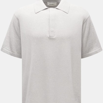 Lisa Yang - Herren - Kurzarm-Strickpolo %27Carl%27 hellgrau meliert Lisa Yang - Herren - Kurzarm-Strickpolo %27Carl%27 hellgrau meliert