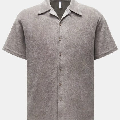 04651/ A trip in a bag - Herren - Frottee-Kurzarmhemd %27Terry Shirt%27 Kubanischer Kragen grau 04651/ A trip in a bag - Herren - Frottee-Kurzarmhemd %27Terry Shirt%27 Kubanischer Kragen grau