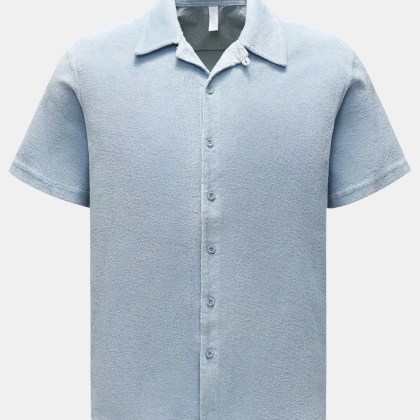 04651/ A trip in a bag - Herren - Frottee-Kurzarmhemd %27Terry Shirt%27 Kubanischer Kragen pastellblau 04651/ A trip in a bag - Herren - Frottee-Kurzarmhemd %27Terry Shirt%27 Kubanischer Kragen pastellblau
