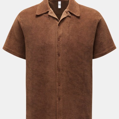 04651/ A trip in a bag - Herren - Frottee-Kurzarmhemd %27Terry Shirt%27 Kubanischer Kragen braun 04651/ A trip in a bag - Herren - Frottee-Kurzarmhemd %27Terry Shirt%27 Kubanischer Kragen braun