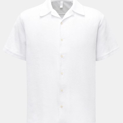 04651/ A trip in a bag - Herren - Frottee-Kurzarmhemd %27Terry Shirt%27 Kubanischer Kragen weiß 04651/ A trip in a bag - Herren - Frottee-Kurzarmhemd %27Terry Shirt%27 Kubanischer Kragen weiß