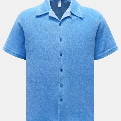 04651/ A trip in a bag - Herren - Frottee-Kurzarmhemd %27Terry Shirt%27 Kubanischer Kragen blau 04651/ A trip in a bag - Herren - Frottee-Kurzarmhemd %27Terry Shirt%27 Kubanischer Kragen blau