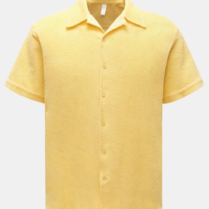 04651/ A trip in a bag - Herren - Frottee-Kurzarmhemd %27Terry Shirt%27 Kubanischer Kragen gelb 04651/ A trip in a bag - Herren - Frottee-Kurzarmhemd %27Terry Shirt%27 Kubanischer Kragen gelb