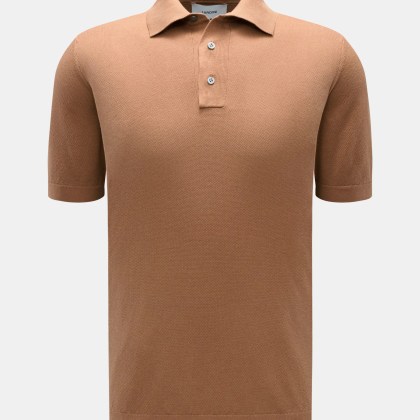 Lardini - Herren - Kurzarm-Strickpolo hellbraun Lardini - Herren - Kurzarm-Strickpolo hellbraun