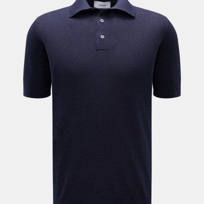 Lardini - Herren - Kurzarm-Strickpolo navy Lardini - Herren - Kurzarm-Strickpolo navy