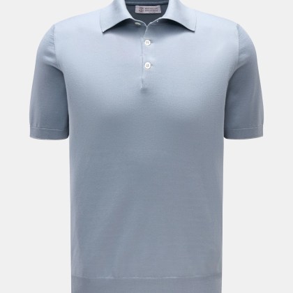 Brunello Cucinelli - Herren - Kurzarm-Strickpolo rauchblau Brunello Cucinelli - Herren - Kurzarm-Strickpolo rauchblau