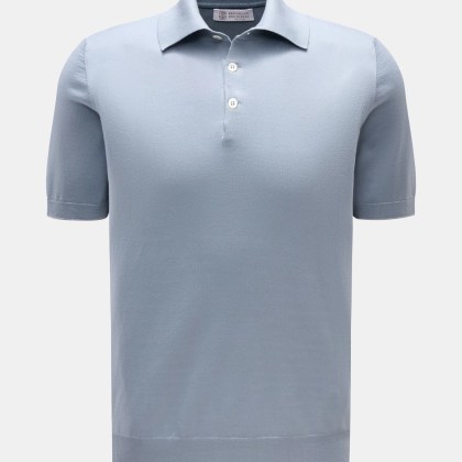 Brunello Cucinelli - Herren - Kurzarm-Strickpolo rauchblau Brunello Cucinelli - Herren - Kurzarm-Strickpolo rauchblau