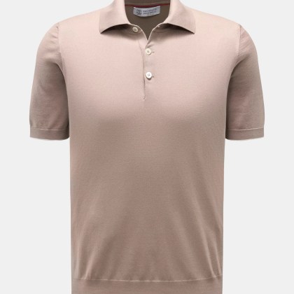 Brunello Cucinelli - Herren - Kurzarm-Strickpolo taupe Brunello Cucinelli - Herren - Kurzarm-Strickpolo taupe