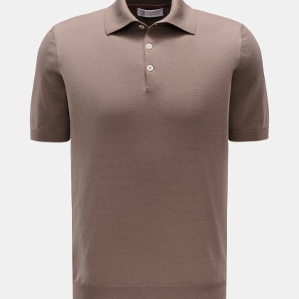Brunello Cucinelli - Herren - Kurzarm-Strickpolo graubraun Brunello Cucinelli - Herren - Kurzarm-Strickpolo graubraun