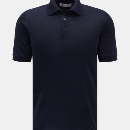 Brunello Cucinelli - Herren - Kurzarm-Strickpolo dunkelblau Brunello Cucinelli - Herren - Kurzarm-Strickpolo dunkelblau