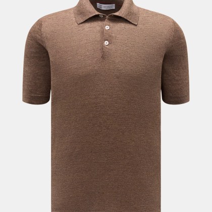 Brunello Cucinelli - Herren - Kurzarm-Strickpolo braun meliert Brunello Cucinelli - Herren - Kurzarm-Strickpolo braun meliert