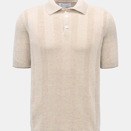 Brunello Cucinelli - Herren - Kurzarm-Strickpolo sand meliert Brunello Cucinelli - Herren - Kurzarm-Strickpolo sand meliert