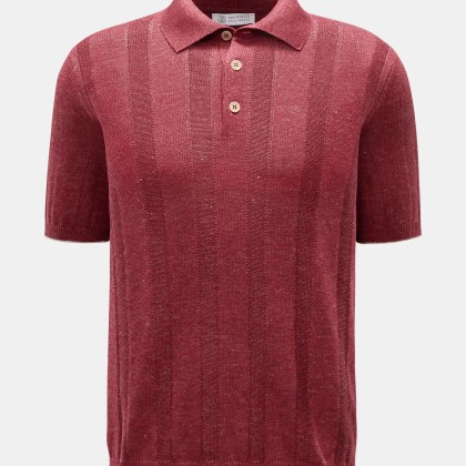 Brunello Cucinelli - Herren - Kurzarm-Strickpolo dunkelrot meliert Brunello Cucinelli - Herren - Kurzarm-Strickpolo dunkelrot meliert