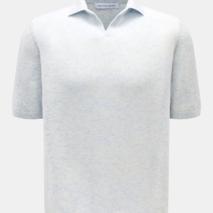 Iris von Arnim - Herren - Kurzarm-Strickpolo %27Ameca%27 pastellblau meliert Iris von Arnim - Herren - Kurzarm-Strickpolo %27Ameca%27 pastellblau meliert