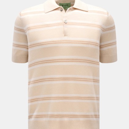 FTC - Herren - Kurzarm-Strickpolo beige/creme/hellbraun gestreift FTC - Herren - Kurzarm-Strickpolo beige/creme/hellbraun gestreift