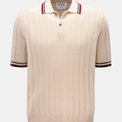 FTC - Herren - Cashmere Kurzarm-Strickpolo beige FTC - Herren - Cashmere Kurzarm-Strickpolo beige
