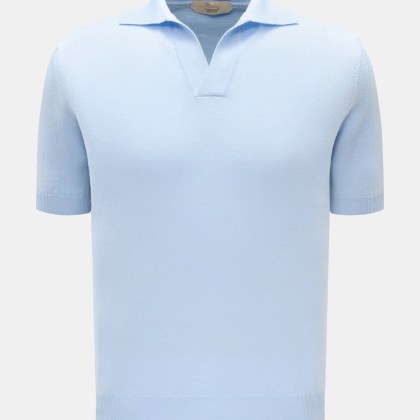 Aurélien - Herren - Merino Kurzarm-Strickpolo hellblau Aurélien - Herren - Merino Kurzarm-Strickpolo hellblau