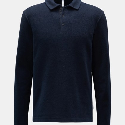 04651/ A trip in a bag - Herren - Fleece-Longsleeve-Poloshirt %27Oyster%27 navy 04651/ A trip in a bag - Herren - Fleece-Longsleeve-Poloshirt %27Oyster%27 navy