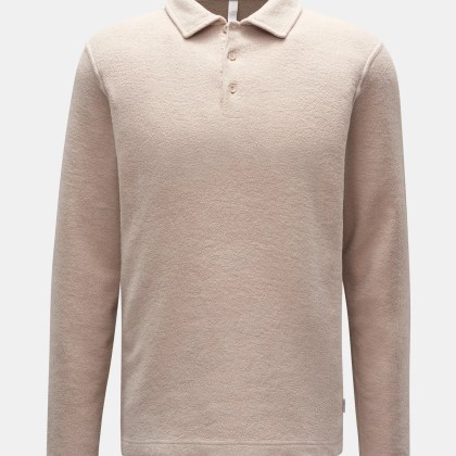04651/ A trip in a bag - Herren - Fleece-Longsleeve-Poloshirt %27Oyster%27 beige 04651/ A trip in a bag - Herren - Fleece-Longsleeve-Poloshirt %27Oyster%27 beige