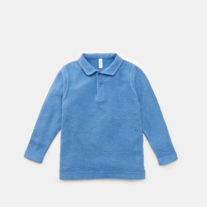 04651/ A trip in a bag - Herren - Kinder Fleece-Longsleeve-Poloshirt %27Oyster Kids PF Polo%27 rauchblau 04651/ A trip in a bag - Herren - Kinder Fleece-Longsleeve-Poloshirt %27Oyster Kids PF Polo%27 rauchblau