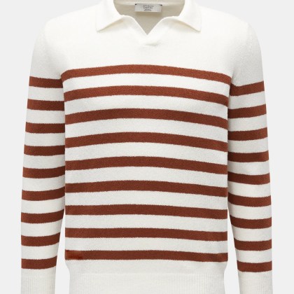Lamano Artisans - Herren - Strickpolo braun/weiß gestreift Lamano Artisans - Herren - Strickpolo braun/weiß gestreift