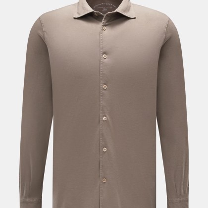 Fedeli - Herren - Jersey-Hemd %27Jason%27 Haifisch-Kragen taupe Fedeli - Herren - Jersey-Hemd %27Jason%27 Haifisch-Kragen taupe