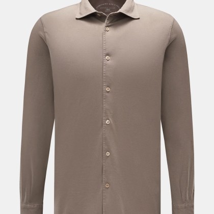 Fedeli - Herren - Jersey-Hemd %27Jason%27 Haifisch-Kragen taupe Fedeli - Herren - Jersey-Hemd %27Jason%27 Haifisch-Kragen taupe