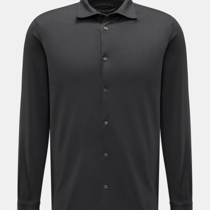 Fedeli - Herren - Jersey-Hemd %27Jason%27 Haifisch-Kragen dunkelgrau Fedeli - Herren - Jersey-Hemd %27Jason%27 Haifisch-Kragen dunkelgrau