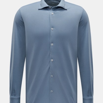 Fedeli - Herren - Jersey-Hemd %27Jason%27 Haifisch-Kragen rauchblau Fedeli - Herren - Jersey-Hemd %27Jason%27 Haifisch-Kragen rauchblau