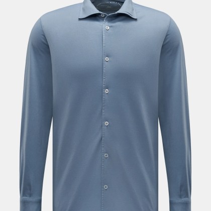 Fedeli - Herren - Jersey-Hemd %27Jason%27 Haifisch-Kragen rauchblau Fedeli - Herren - Jersey-Hemd %27Jason%27 Haifisch-Kragen rauchblau