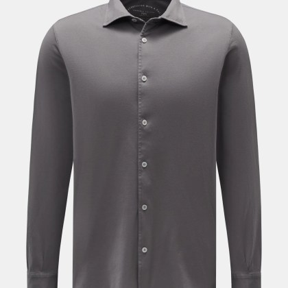 Fedeli - Herren - Jersey-Hemd %27Jason%27 Haifisch-Kragen grau Fedeli - Herren - Jersey-Hemd %27Jason%27 Haifisch-Kragen grau