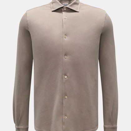 Fedeli - Herren - Piqué-Hemd %27Steve%27 schmaler Kragen taupe Fedeli - Herren - Piqué-Hemd %27Steve%27 schmaler Kragen taupe