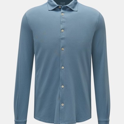 Fedeli - Herren - Piqué-Hemd %27Steve%27 schmaler Kragen rauchblau Fedeli - Herren - Piqué-Hemd %27Steve%27 schmaler Kragen rauchblau