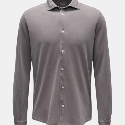 Fedeli - Herren - Piqué-Hemd %27Steve%27 schmaler Kragen grau Fedeli - Herren - Piqué-Hemd %27Steve%27 schmaler Kragen grau