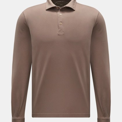 Fedeli - Herren - Jersey Longsleeve-Poloshirt %27Zero%27 taupe Fedeli - Herren - Jersey Longsleeve-Poloshirt %27Zero%27 taupe