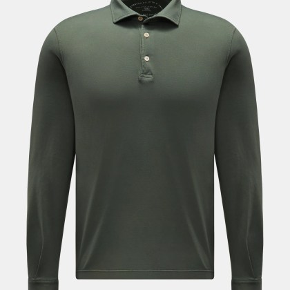 Fedeli - Herren - Jersey Longsleeve-Poloshirt %27Zero%27 graugrün Fedeli - Herren - Jersey Longsleeve-Poloshirt %27Zero%27 graugrün