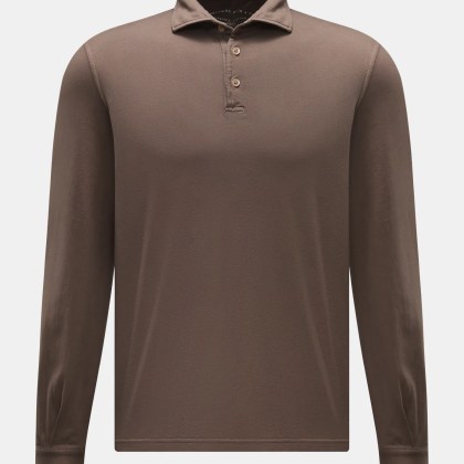 Fedeli - Herren - Jersey Longsleeve-Poloshirt %27Zero%27 graubraun Fedeli - Herren - Jersey Longsleeve-Poloshirt %27Zero%27 graubraun