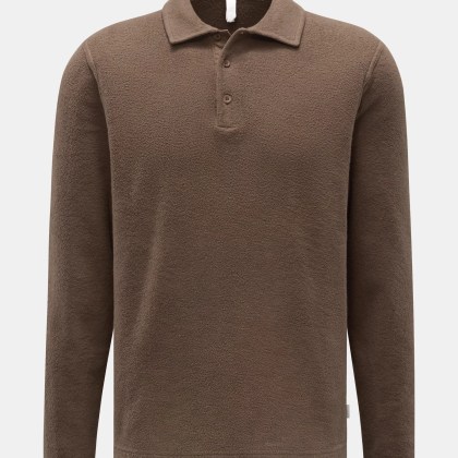 04651/ A trip in a bag - Herren - Fleece Langarm-Poloshirt braun 04651/ A trip in a bag - Herren - Fleece Langarm-Poloshirt braun