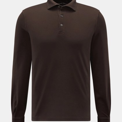 Fedeli - Herren - Jersey Longsleeve-Poloshirt %27Zero%27 braun Fedeli - Herren - Jersey Longsleeve-Poloshirt %27Zero%27 braun