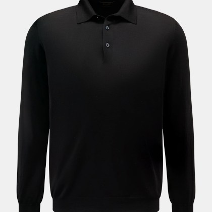 Moorer - Herren - Strickpolo %27Alonso%27 schwarz Moorer - Herren - Strickpolo %27Alonso%27 schwarz