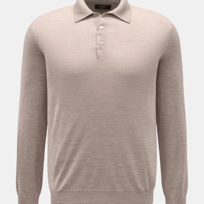 Moorer - Herren - Strickpolo %27Alonso%27 beige meliert Moorer - Herren - Strickpolo %27Alonso%27 beige meliert