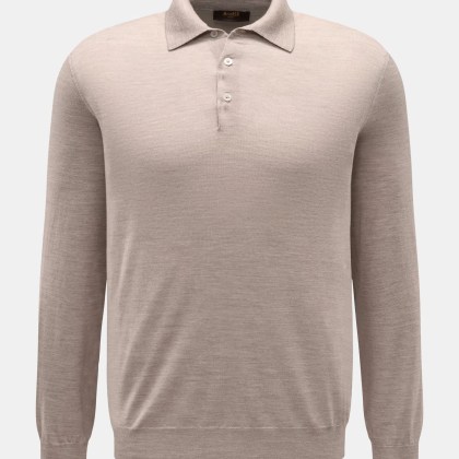 Moorer - Herren - Strickpolo %27Alonso%27 beige meliert Moorer - Herren - Strickpolo %27Alonso%27 beige meliert
