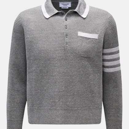 Thom Browne - Herren - Strickpolo grau meliert Thom Browne - Herren - Strickpolo grau meliert