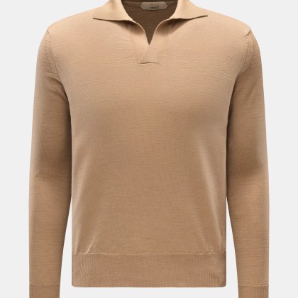 Aurélien - Herren - Merino Strickpolo beige Aurélien - Herren - Merino Strickpolo beige