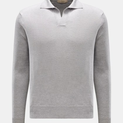 Aurélien - Herren - Merino Strickpolo grau meliert Aurélien - Herren - Merino Strickpolo grau meliert