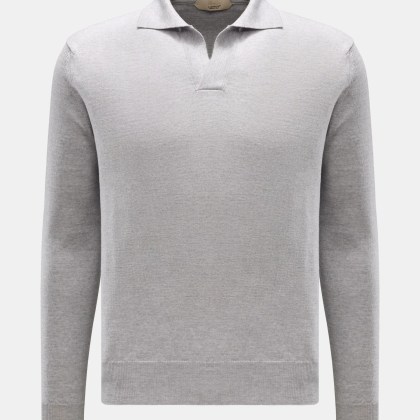 Aurélien - Herren - Merino Strickpolo grau meliert Aurélien - Herren - Merino Strickpolo grau meliert